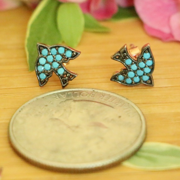 Sterling Silver Bird Turquoise & Cubic Zirconia - Picture 2 of 7
